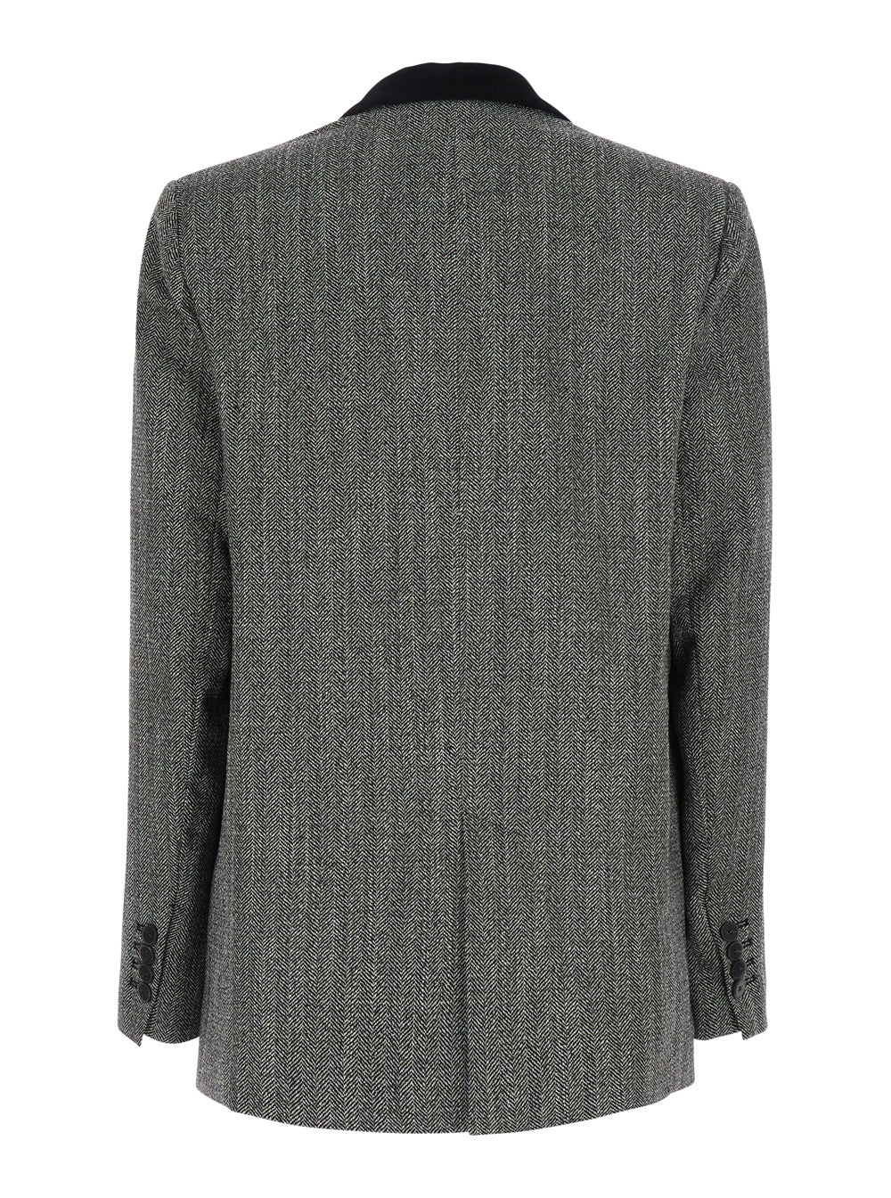 Forte_Forte Women Gray Single-Breasted Jacket With Velvet Collar And Peak Revers In Tech Fabric For Women FORTE FORTE