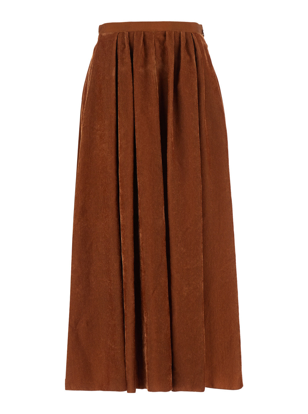 Forte_Forte Women Brown Pleated Long Skirt In Corduroy For Women FORTE FORTE