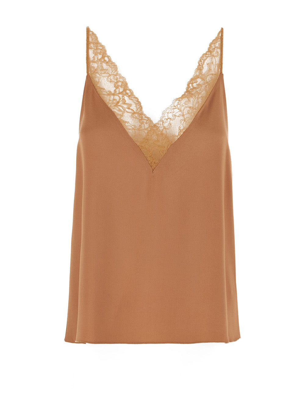 Forte_Forte Women Pink Sleeveless Top With V-Neck And Lace Details In Blend Viscose For Women FORTE FORTE