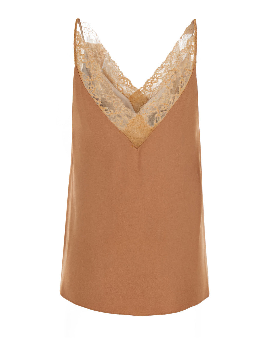 Forte_Forte Women Pink Sleeveless Top With V-Neck And Lace Details In Blend Viscose For Women FORTE FORTE