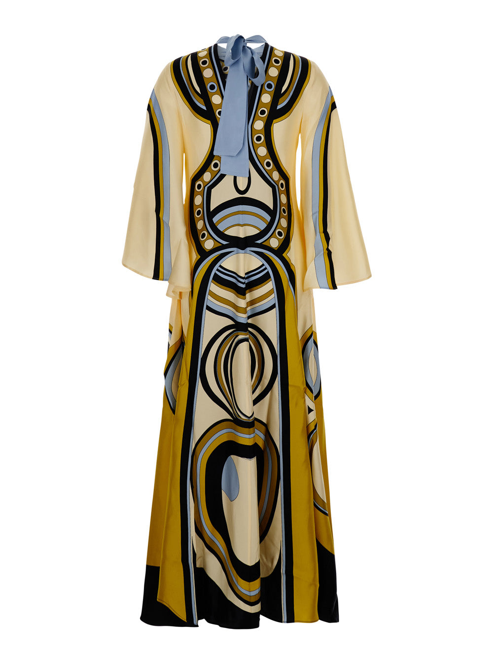 La Doublej Women Multicolored Long Dress With Bow Closure At The Back And All-Over Geometric Print In Tech Fabric  For Women LA DOUBLEJ