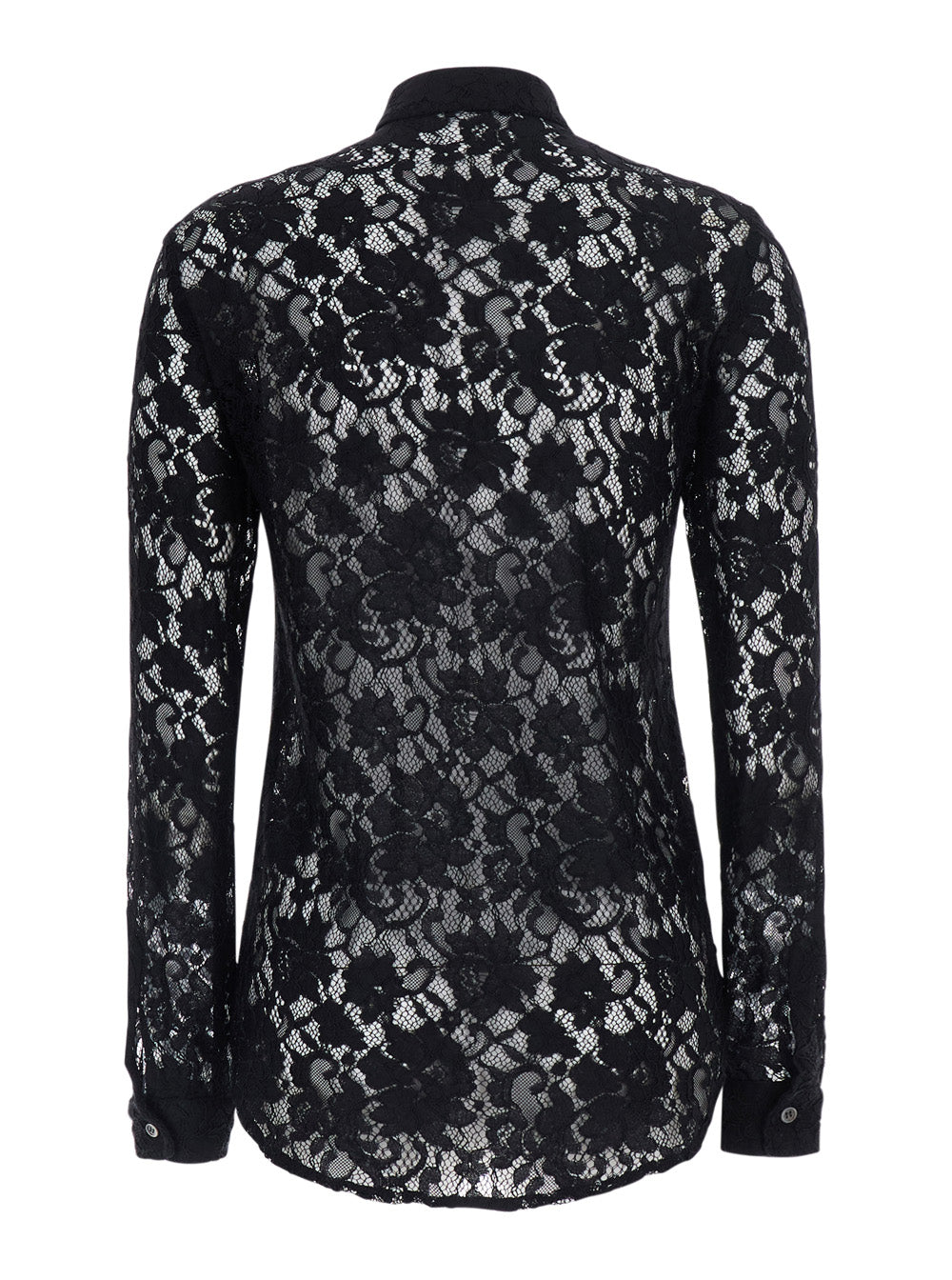 Leplain Women Black Shirt With Classic Collar And All-Over Lace Embroidery In Fabric For Women LEPLAIN