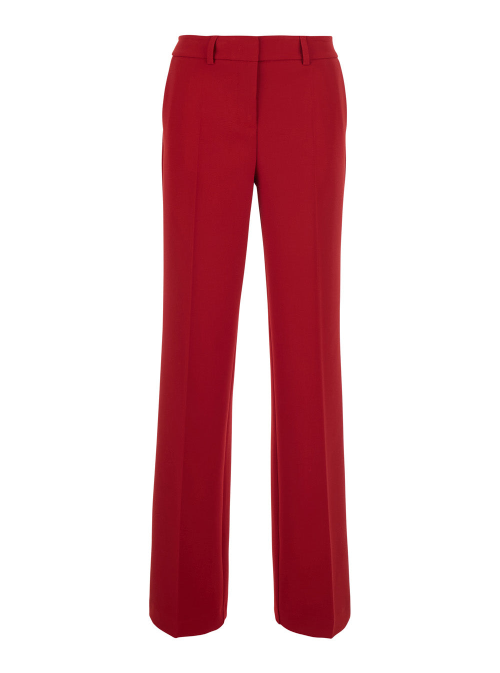 Leplain Women Red High-Waisted Pants With Two Welt Pockets On The Back In Fabric For Women LEPLAIN