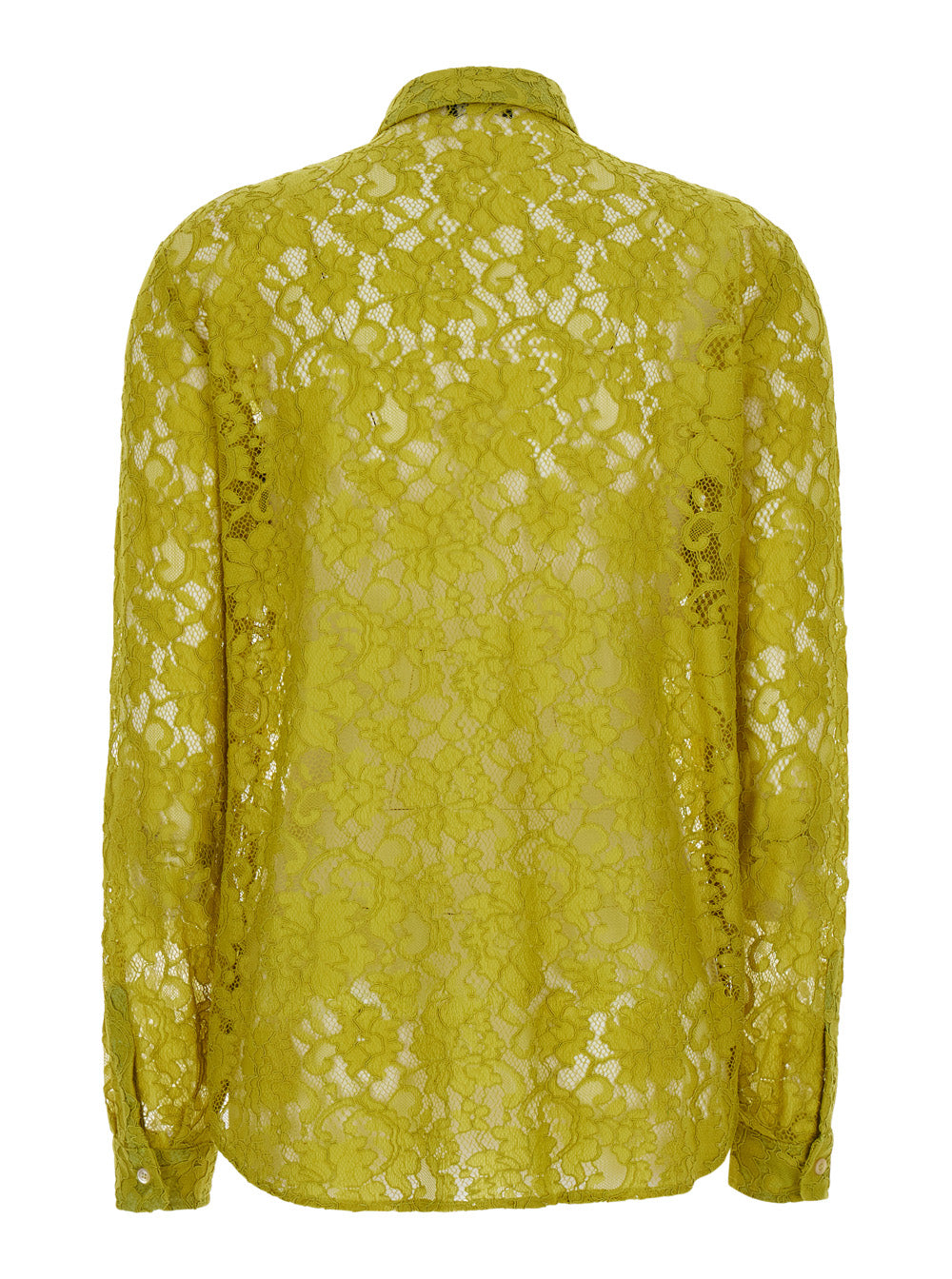 Leplain Women Yellow Shirt With Classic Collar And All-Over Lace Embroidery In Fabric For Women LEPLAIN