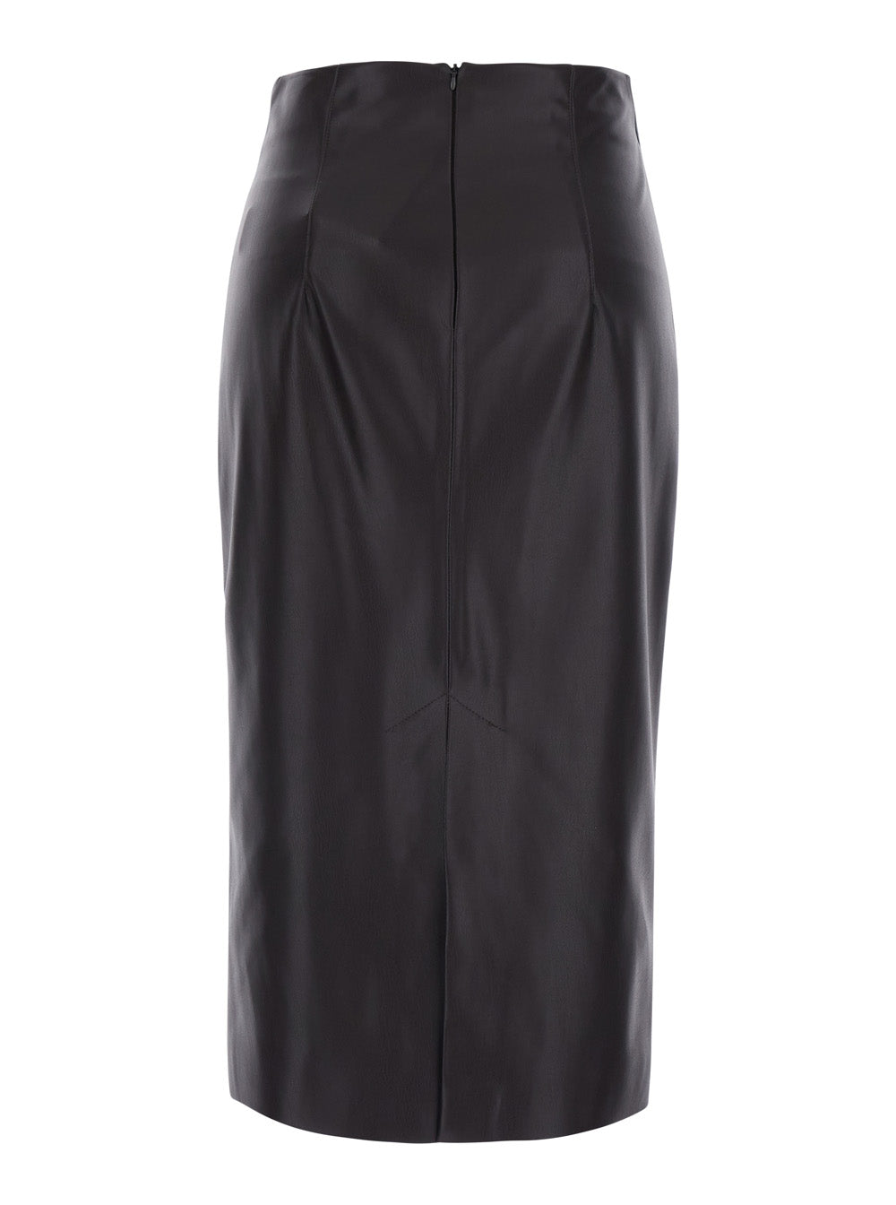 Leplain Women Brown Skirt With Zip Closure At The Back In Ecoleather For Women LEPLAIN