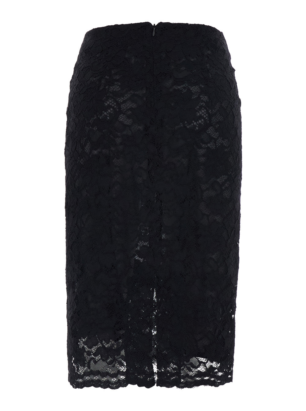 Leplain Women Black Pencil Skirt With All-Over Lace Embroidery In Fabric For Women LEPLAIN