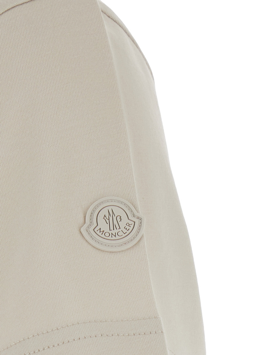 Moncler Women White Crew Neck T-Shirt With Logo Lettering On The Front And Logo Patch On The Sleeve In Cotton For Women MONCLER