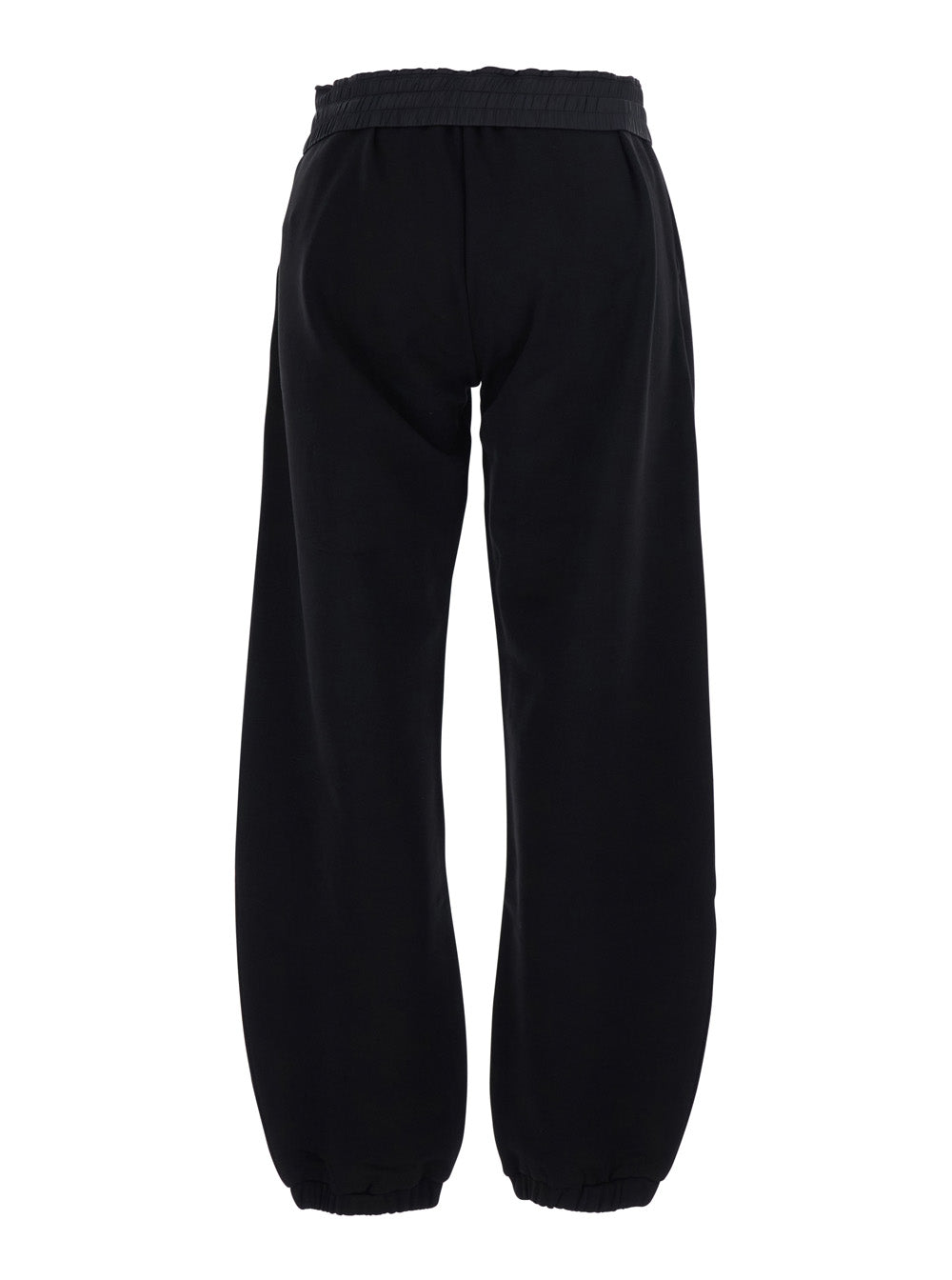 Moncler Women Black Pants With Elasticated Waist And Logo Lettering On The Front In Cotton For Women MONCLER