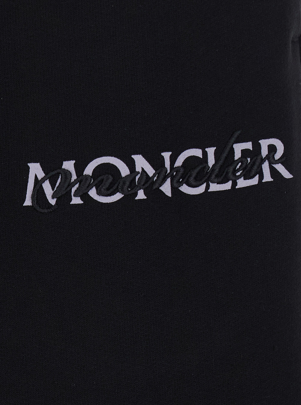 Moncler Women Black Pants With Elasticated Waist And Logo Lettering On The Front In Cotton For Women MONCLER