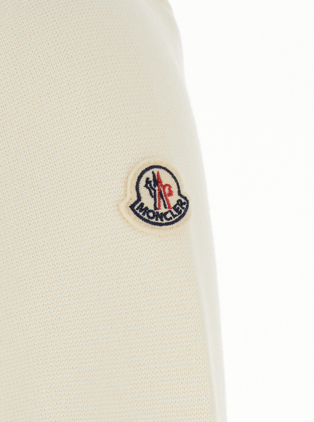 Moncler Women White Crew Neck Cardigan With Quilted Design On The Front And Logo Patch On The Sleeve In Tech Fabric For Women MONCLER
