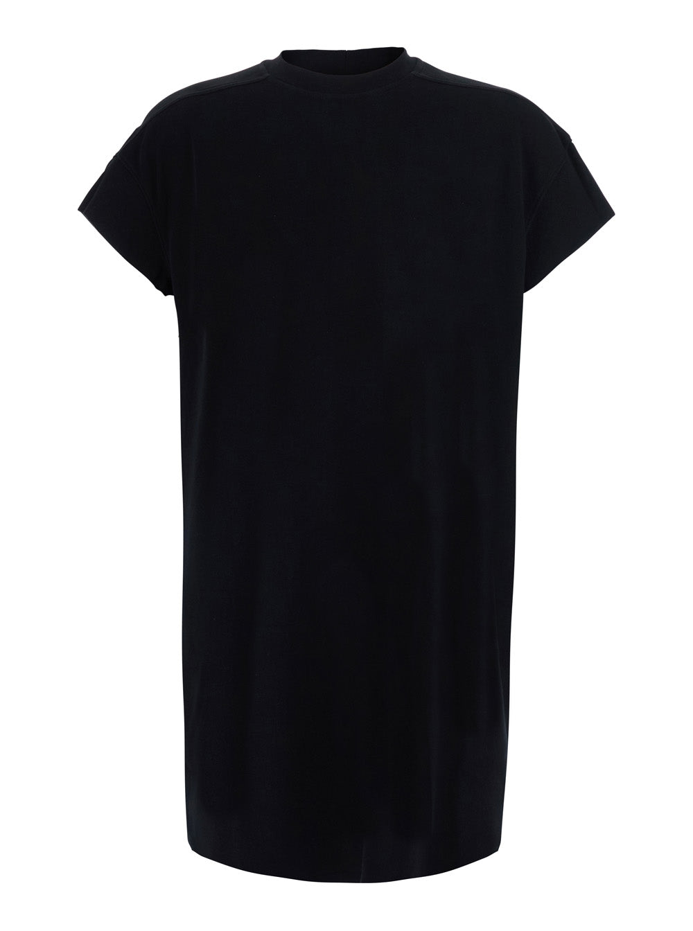 Rick Owens Men 'Jumbo' Black T-Shirt With Ribbed Crew Neck And Dropped Shoulders In Cotton For Men RICK OWENS