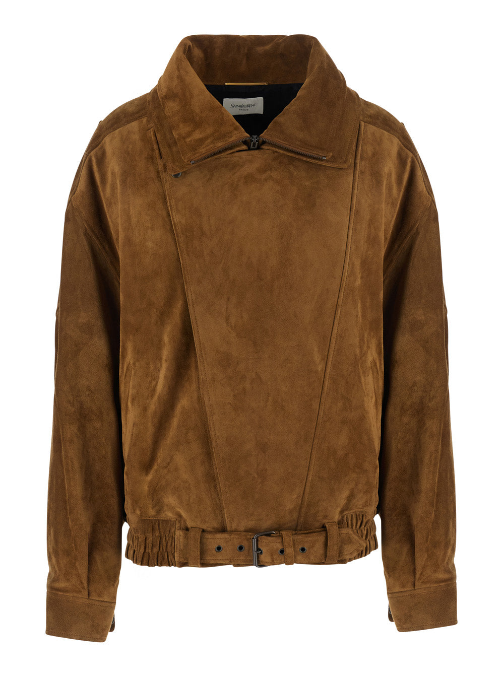 Saint Laurent Women Brown Jacket With Classic Collar And Buckled Belt In Suede For Women SAINT LAURENT