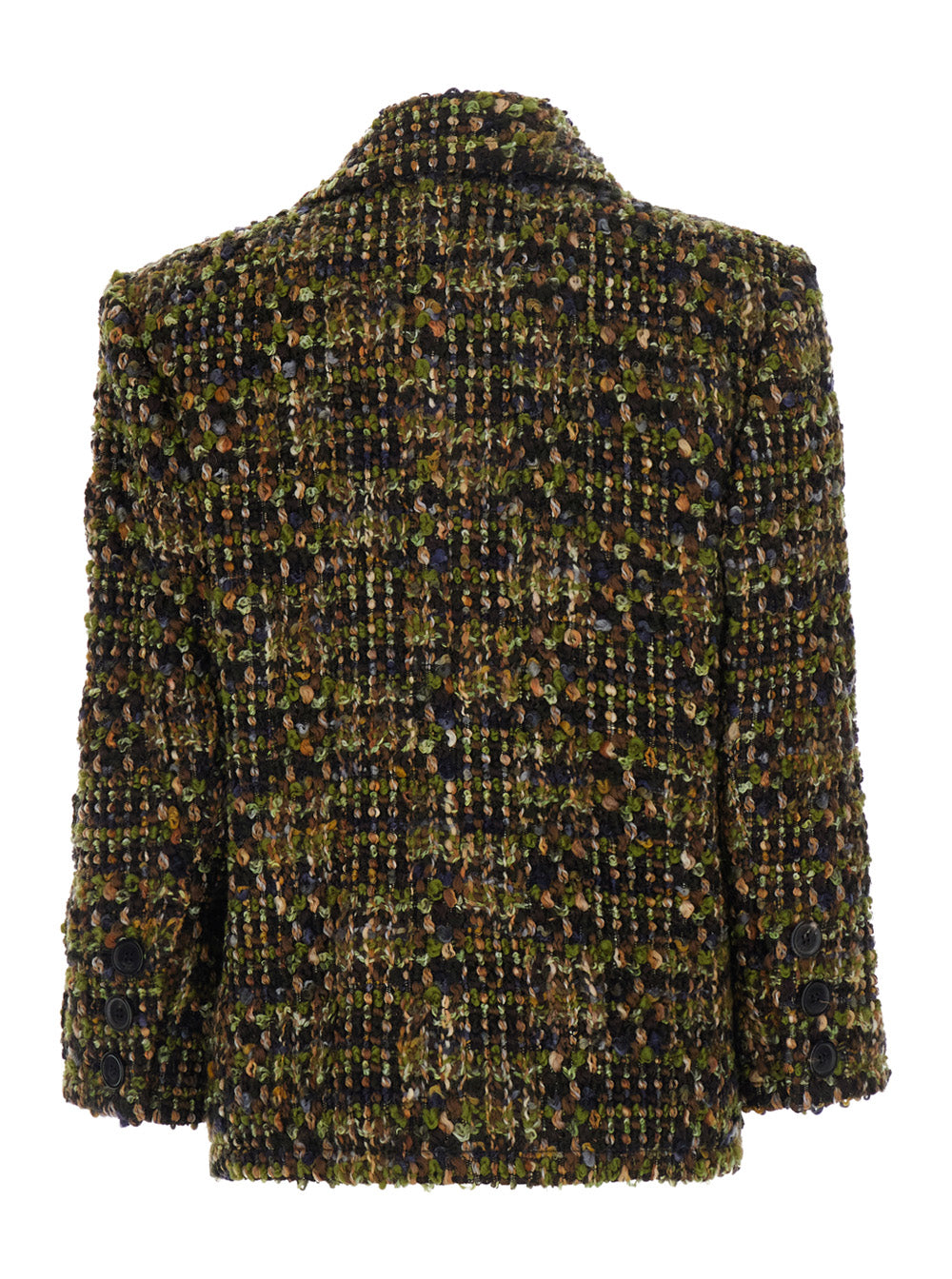 Saint Laurent Women Green Single-Breasted Jacket With Notched Revers And Cassandre Engraving On The Button In Blend Wool For Women SAINT LAURENT