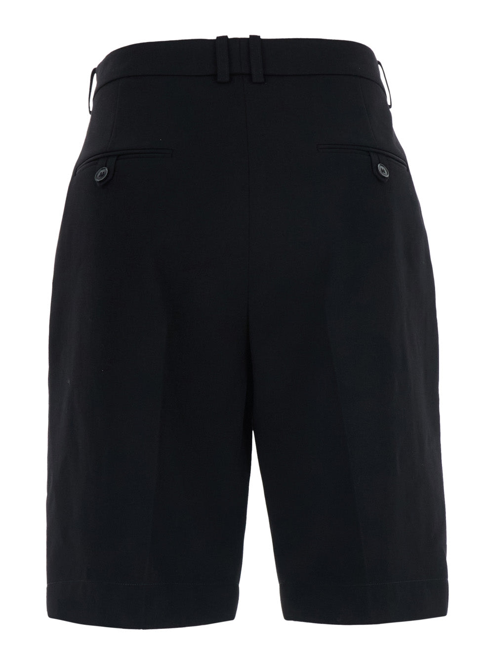 Saint Laurent Women Black Bermuda With Belt Loops And Two Welt Pockets On The Back In Wool For Women SAINT LAURENT