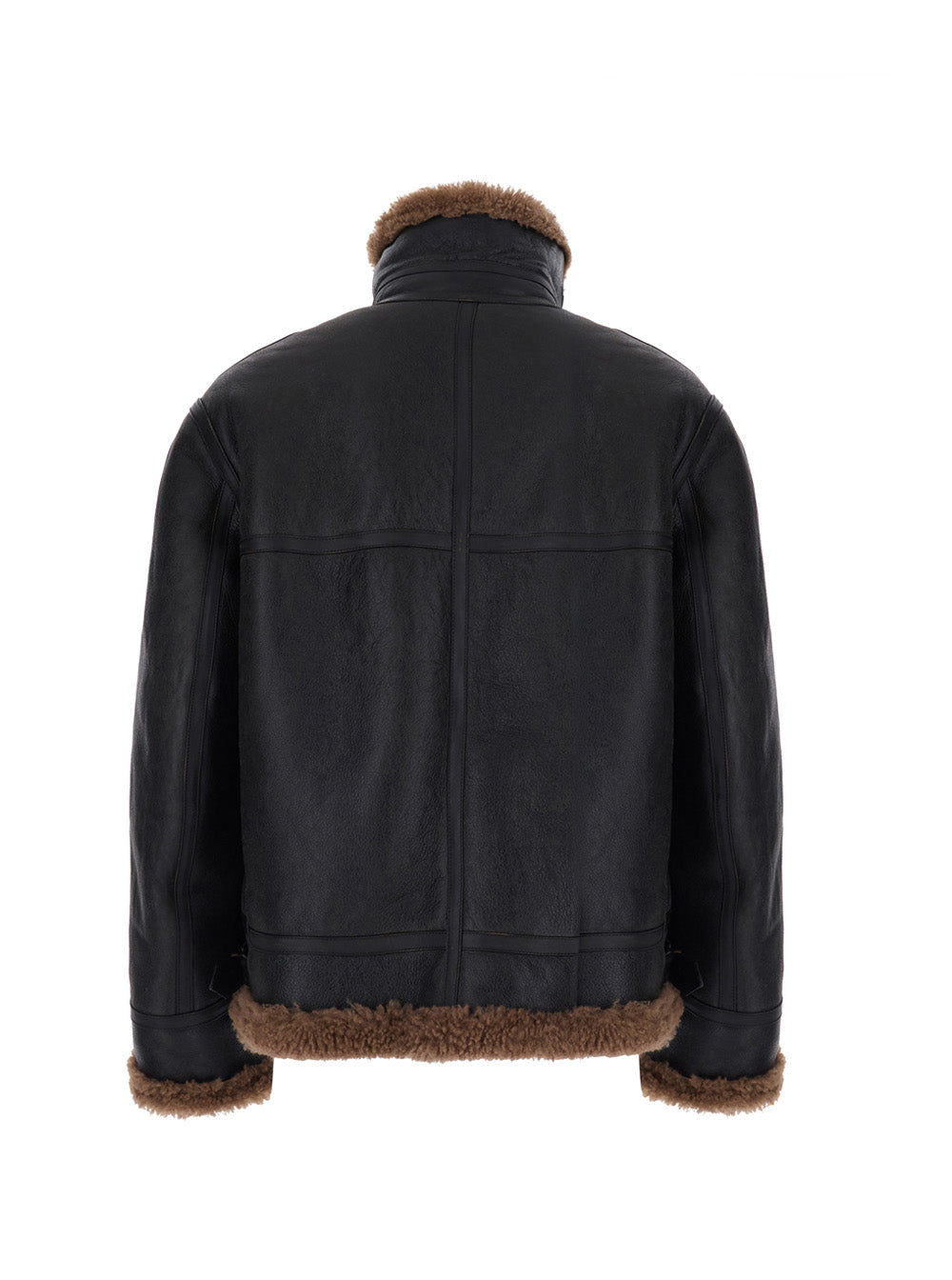Saint Laurent Men Brown Jacket With Removable Collar And Shearling Lining In Leather For Men SAINT LAURENT
