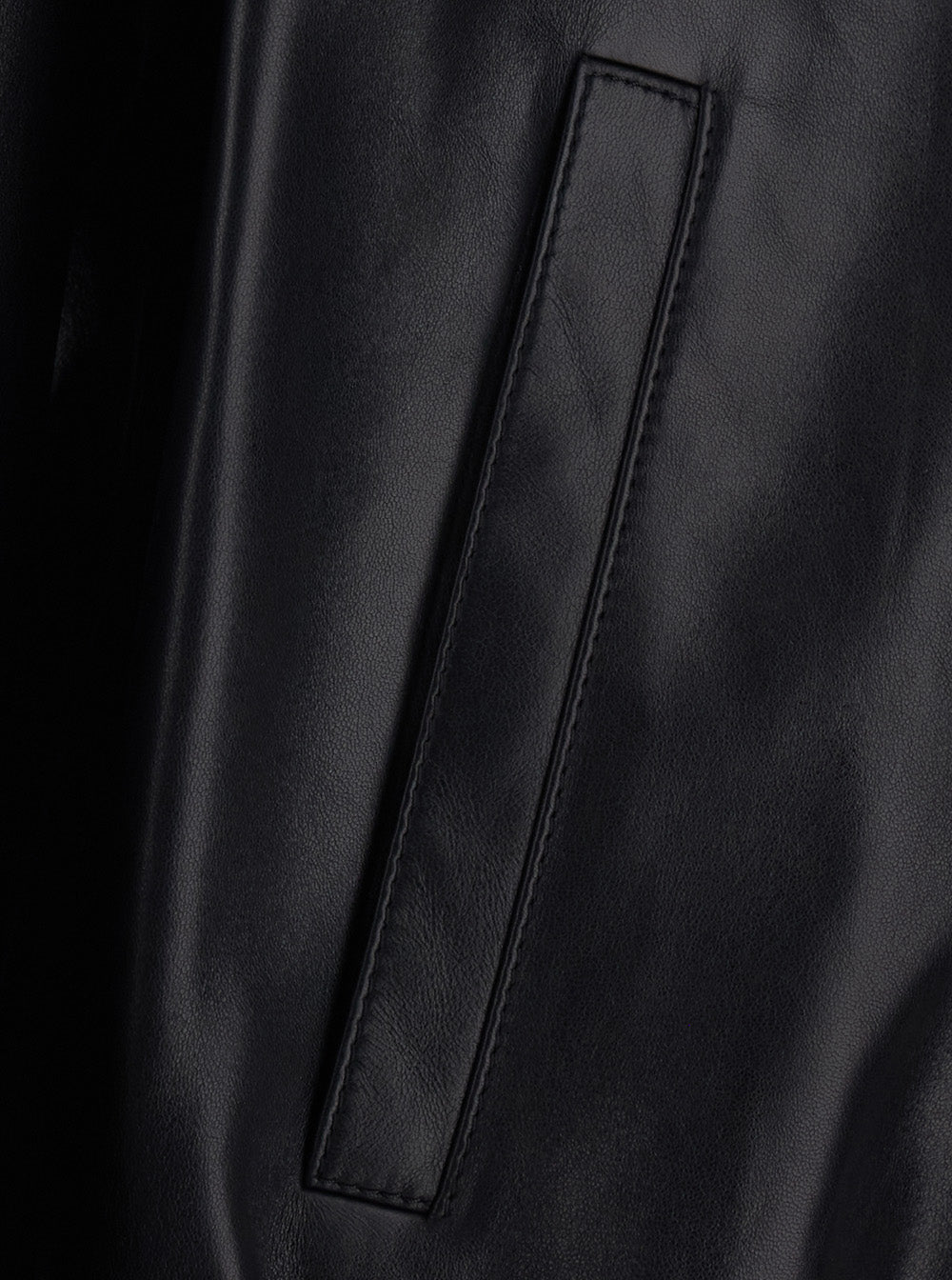 Saint Laurent Men Black High Collar Jacket With Front Zip Closure And Cassandre Plaque On Zipper Pull In Leather For Men SAINT LAURENT