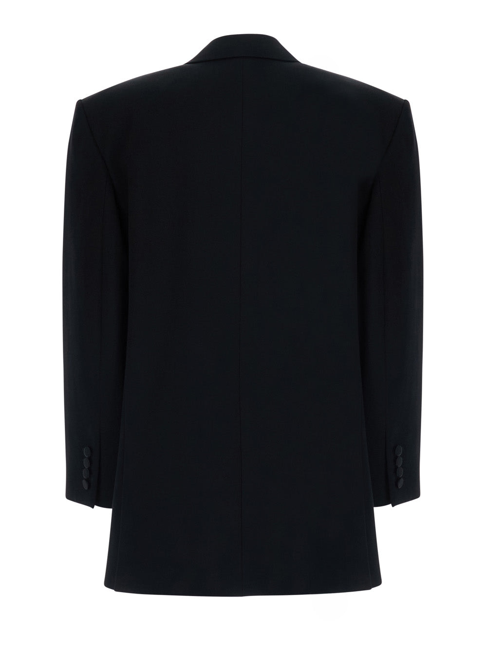 Saint Laurent Women Black Double-Breasted Jacket With Peak Revers In Wool For Women SAINT LAURENT