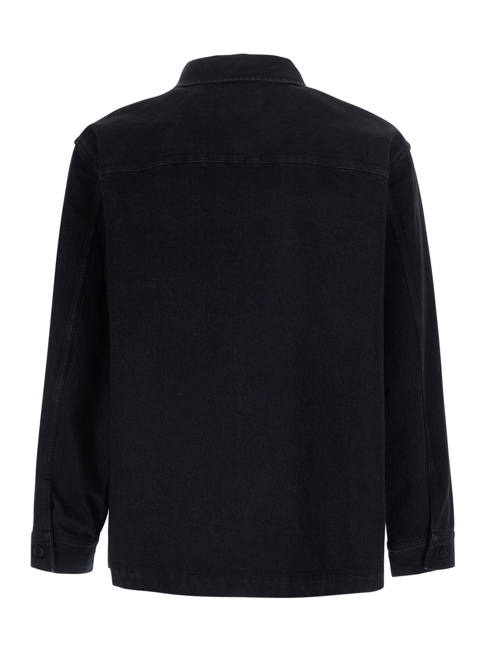 Saint Laurent Men Black Shirt With Classic Collar And Cassandre Embroidery On The Front In Cotton For Men SAINT LAURENT