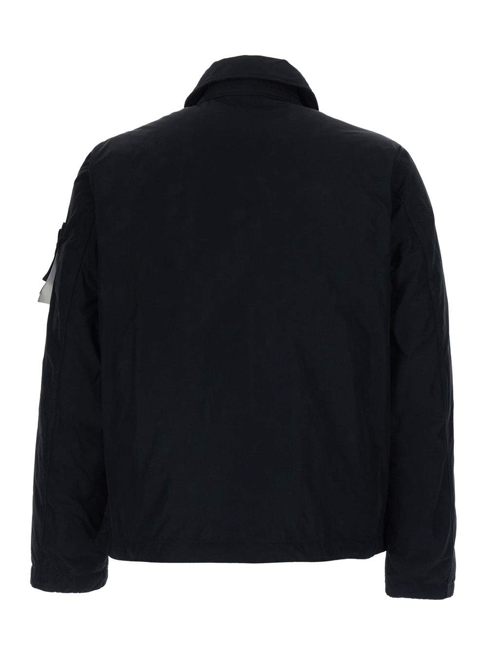 Stone Island Men Black Jacket With Classic Collar And Logo Patch On The Sleeve In Tech Fabric For Men STONE ISLAND