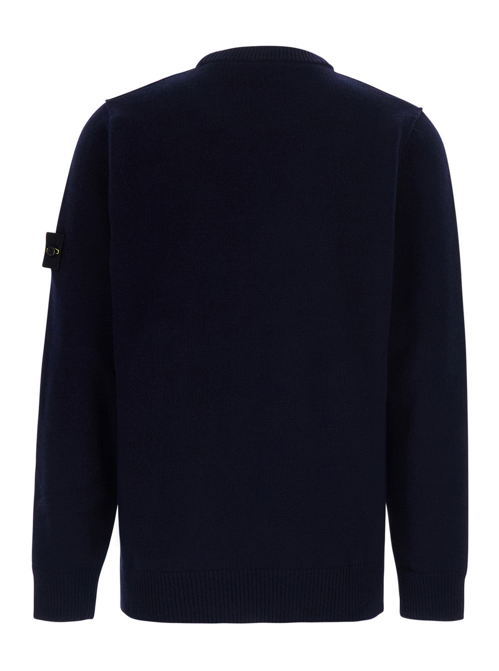 Stone Island Men Blue Crewneck Sweater With Logo Patch On The Sleeve In Wool For Men STONE ISLAND