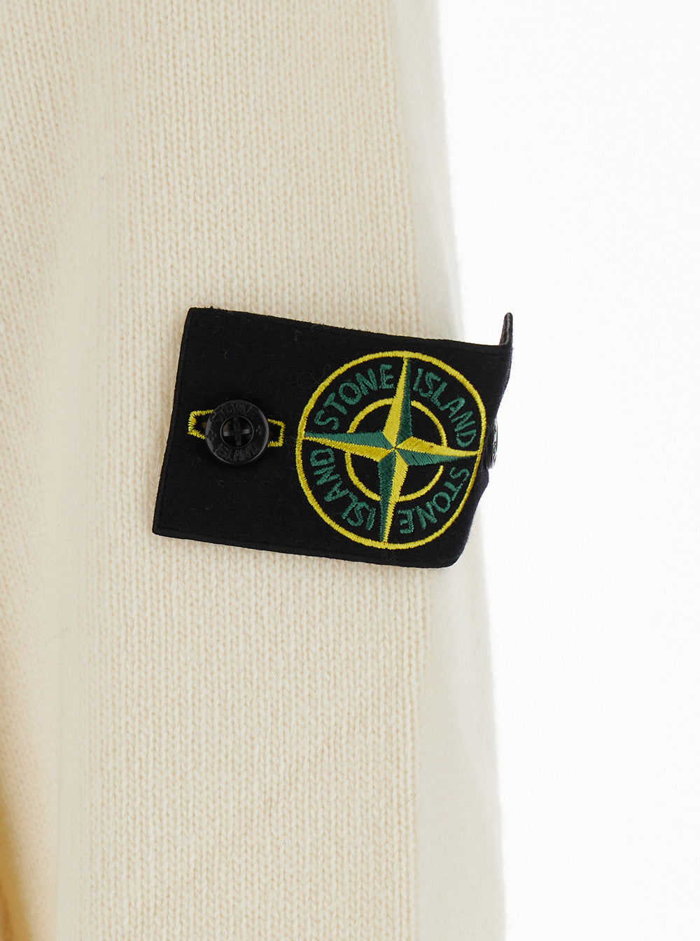 Stone Island Men White Crewneck Sweater With Logo Patch On The Sleeve In Wool For Men STONE ISLAND