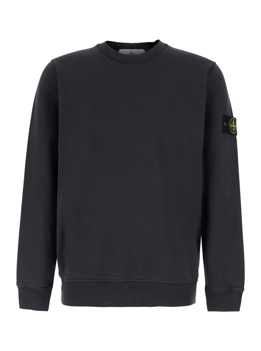 Stone Island Men Gray Crewneck Sweatshirt With Logo Patch On The Sleeve In Cotton For Men STONE ISLAND