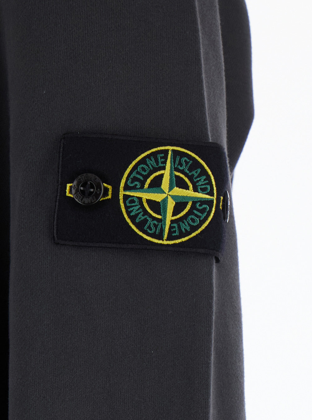 Stone Island Men Gray Crewneck Sweatshirt With Logo Patch On The Sleeve In Cotton For Men STONE ISLAND
