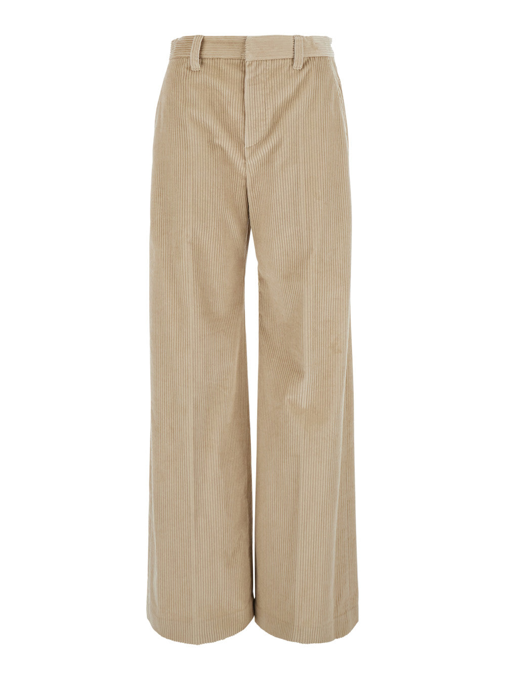 Brunello Cucinelli Women Men's 'Corduroy' Pants With Elastic Waist And Side Pockets In White Cotton BRUNELLO CUCINELLI