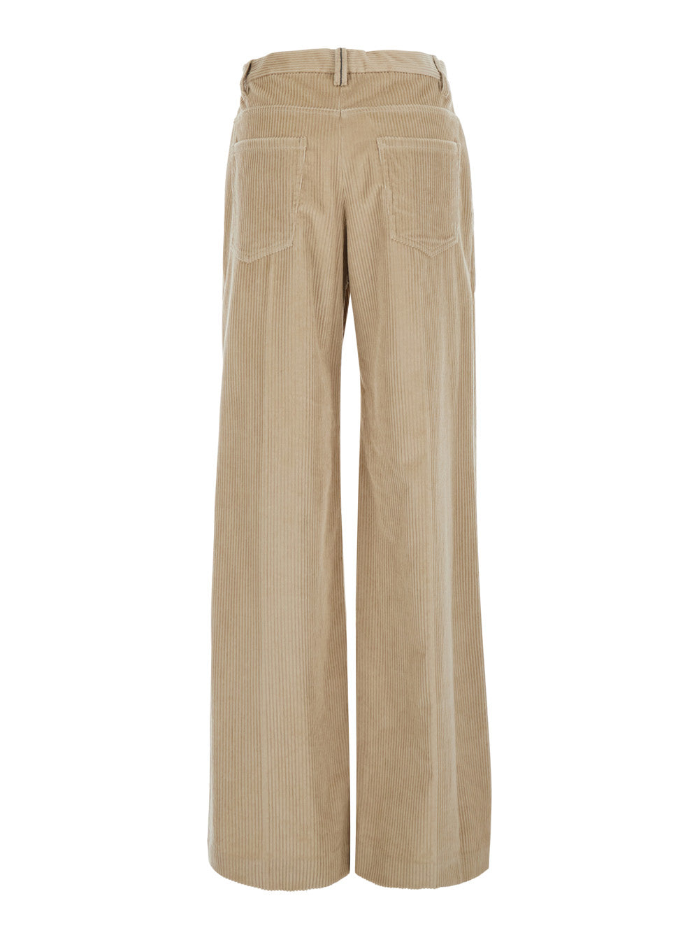 Brunello Cucinelli Women Men's 'Corduroy' Pants With Elastic Waist And Side Pockets In White Cotton BRUNELLO CUCINELLI
