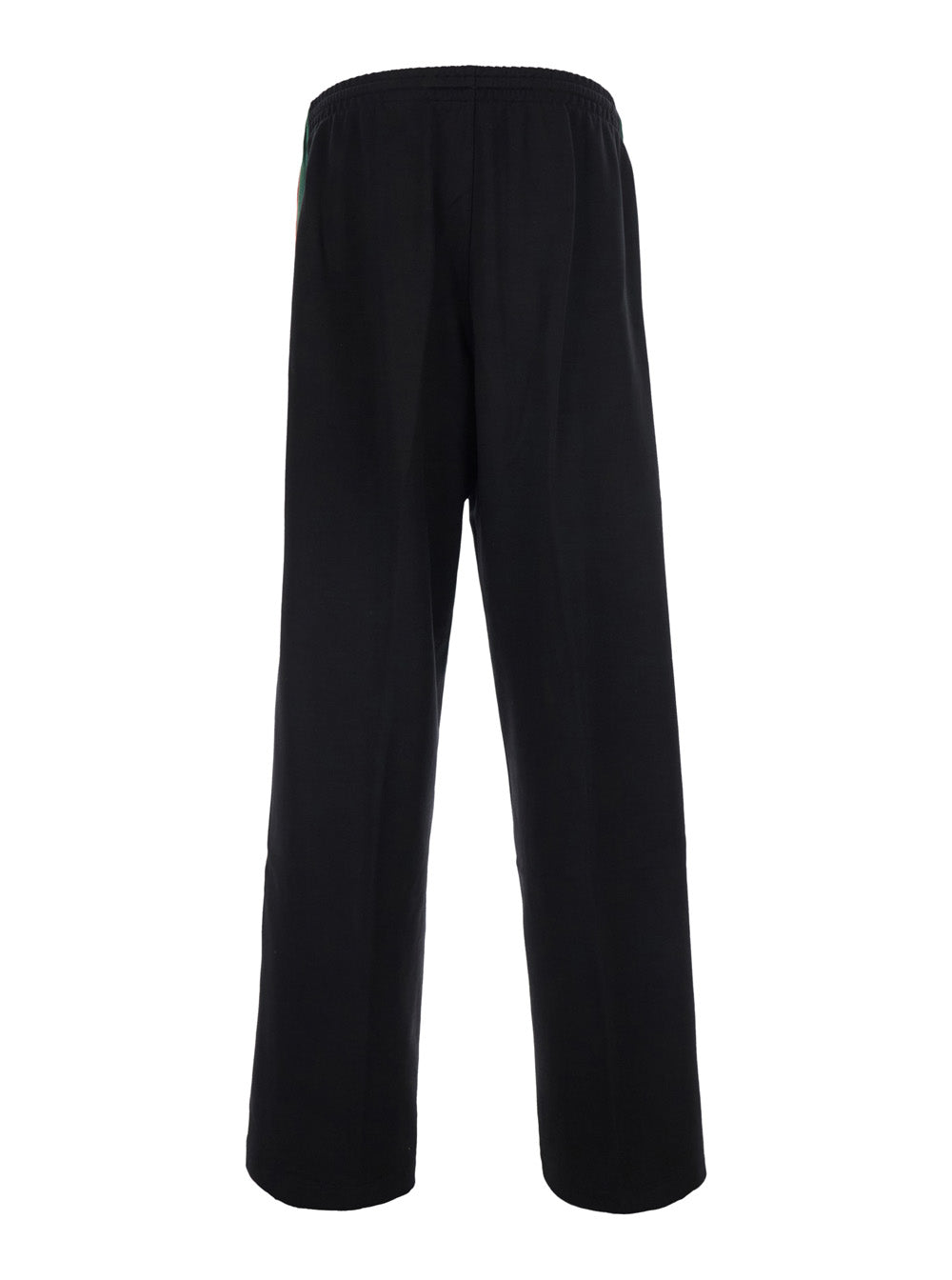 Gucci Men Black Pants With Elasticated Drawstring Waist And Web Detail On The Side In Cotton And Silk For Men GUCCI