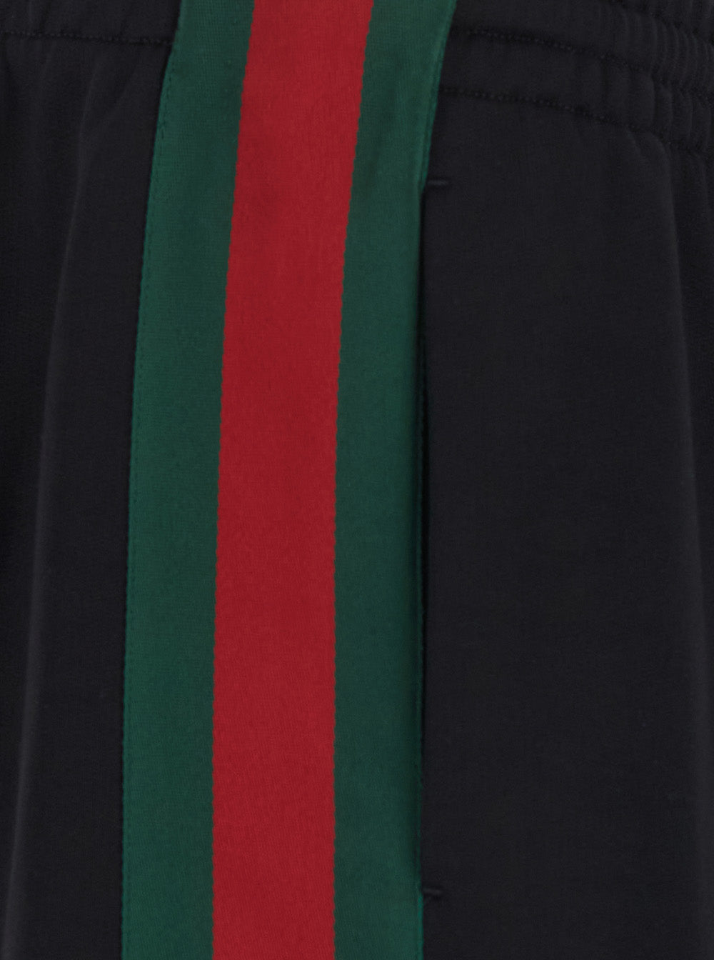 Gucci Men Black Pants With Elasticated Drawstring Waist And Web Detail On The Side In Cotton And Silk For Men GUCCI