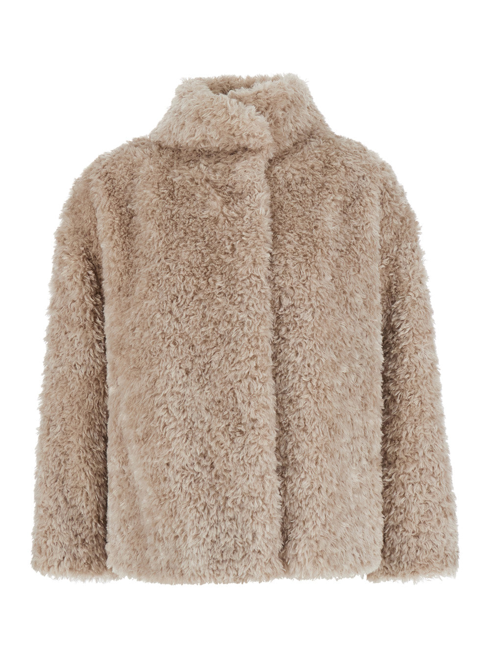 Herno Women Faux Fur Coat With Pockets And High Collar Beige Woman HERNO