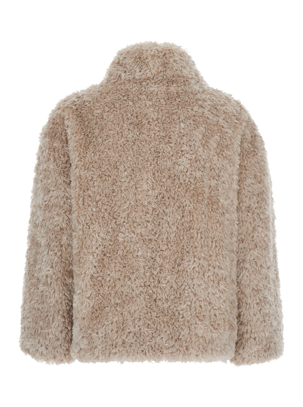 Herno Women Faux Fur Coat With Pockets And High Collar Beige Woman HERNO