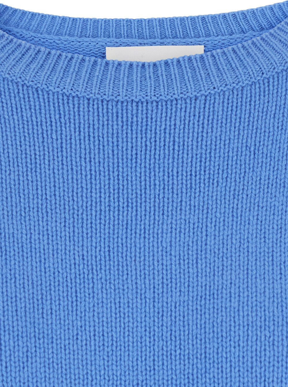 Lisa Yang Women Sweater 'Mila' Light Blue Crew Neck Sweater With Ribbed Finishes In Cashmere For Women LISA YANG