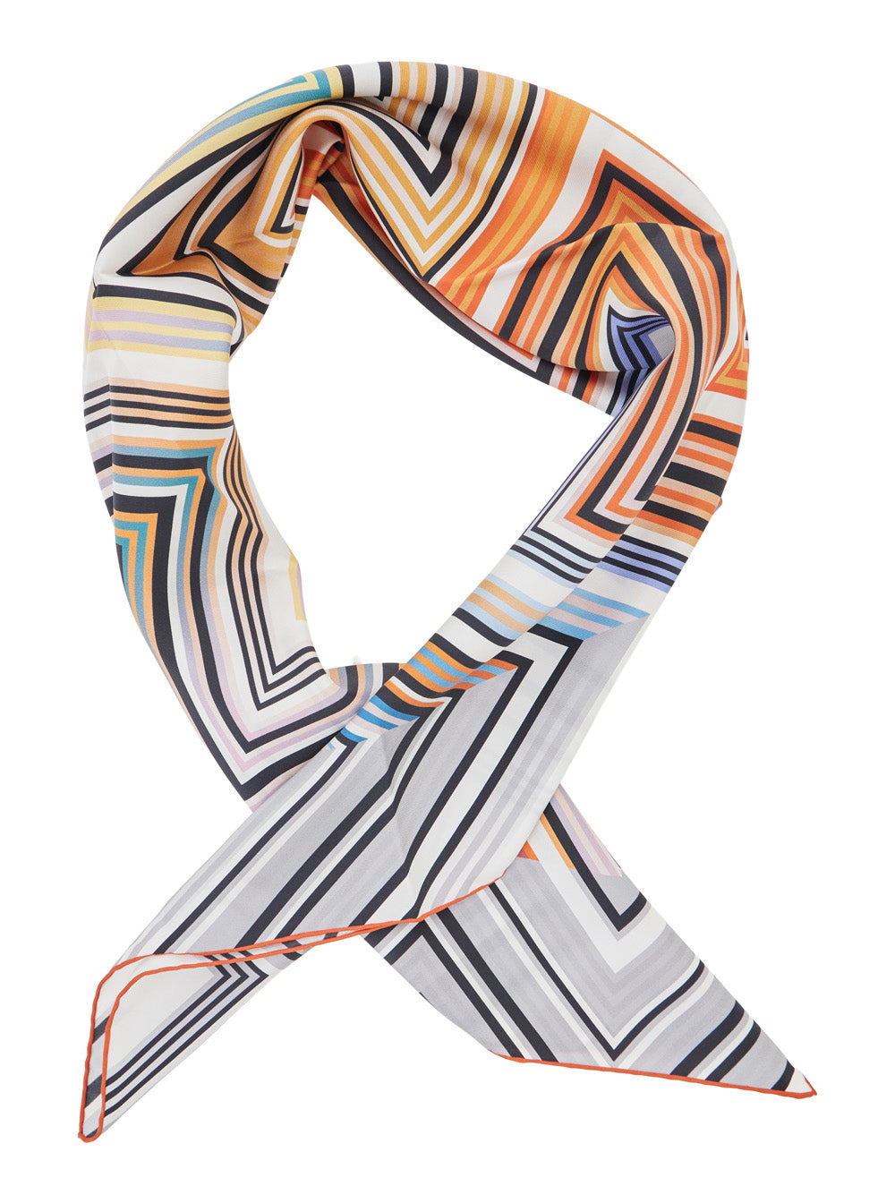 Missoni Women Silk Scarf With Multicolored Motif And Logo, In Silk, Multicolored, Unisex MISSONI