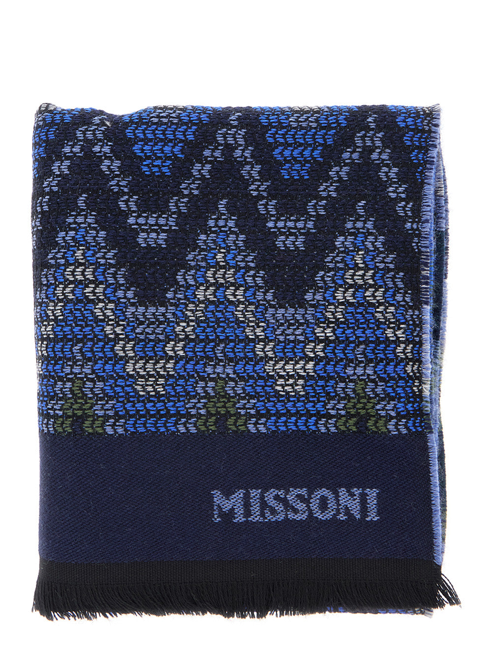Missoni Men Scarf With Elegant Design In 100% Blue Wool Unisex MISSONI
