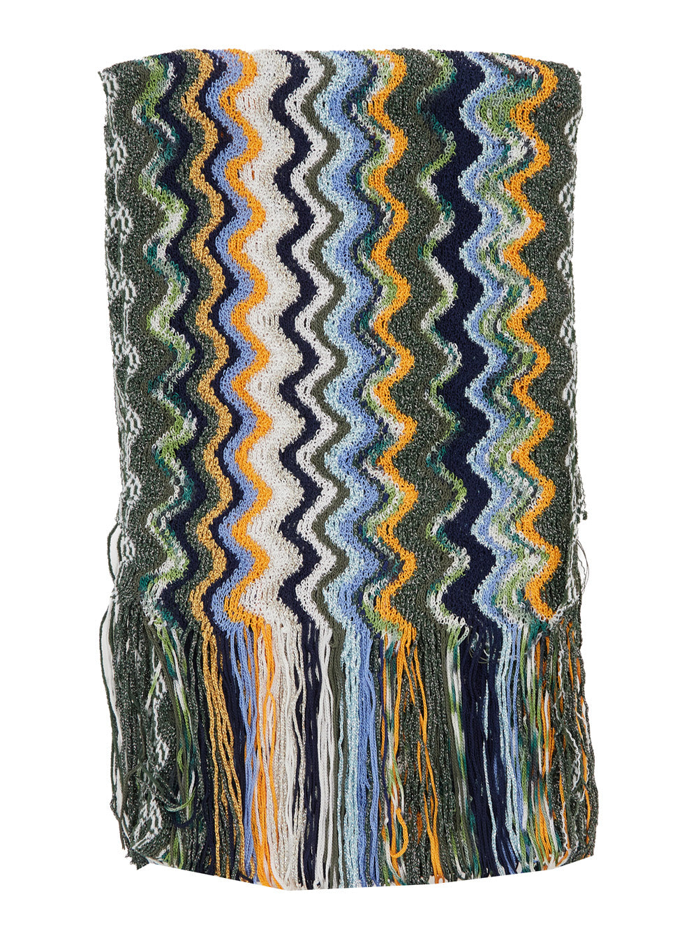 Missoni Women Scarf With Multicolored Motif And Fringes In Tech Fabric Unisex MISSONI