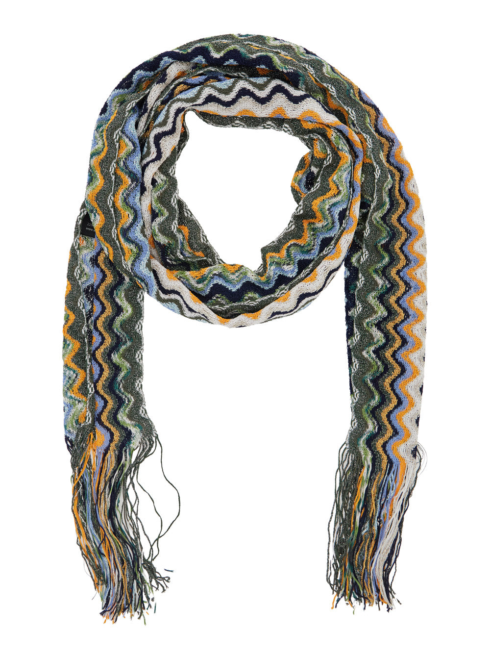 Missoni Women Scarf With Multicolored Motif And Fringes In Tech Fabric Unisex MISSONI