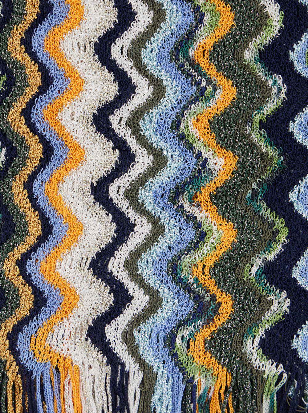 Missoni Women Scarf With Multicolored Motif And Fringes In Tech Fabric Unisex MISSONI