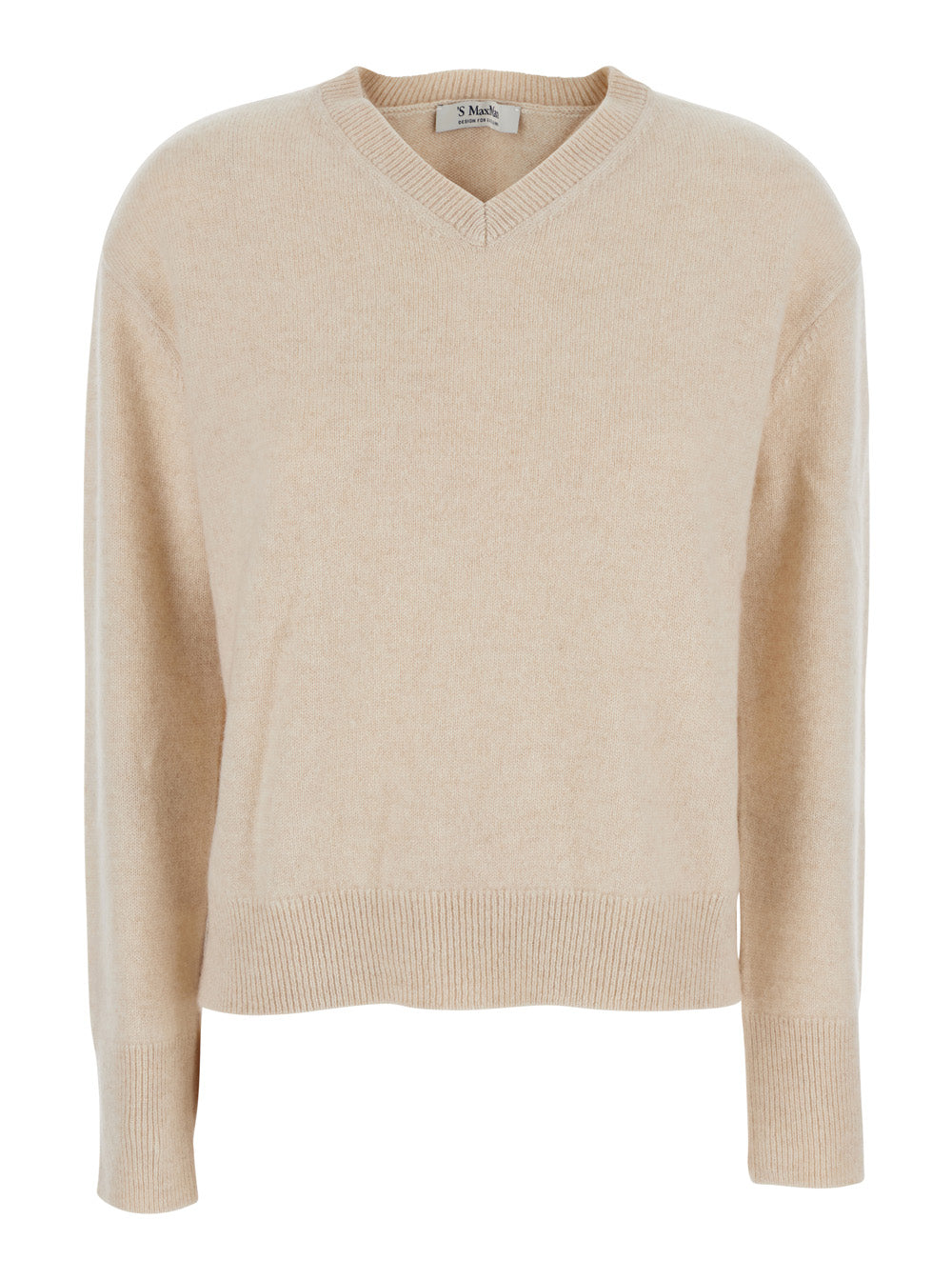 'S Maxmara Women Fata Sweater With V-Neck And Long Sleeves In Beige For Women S MAX MARA