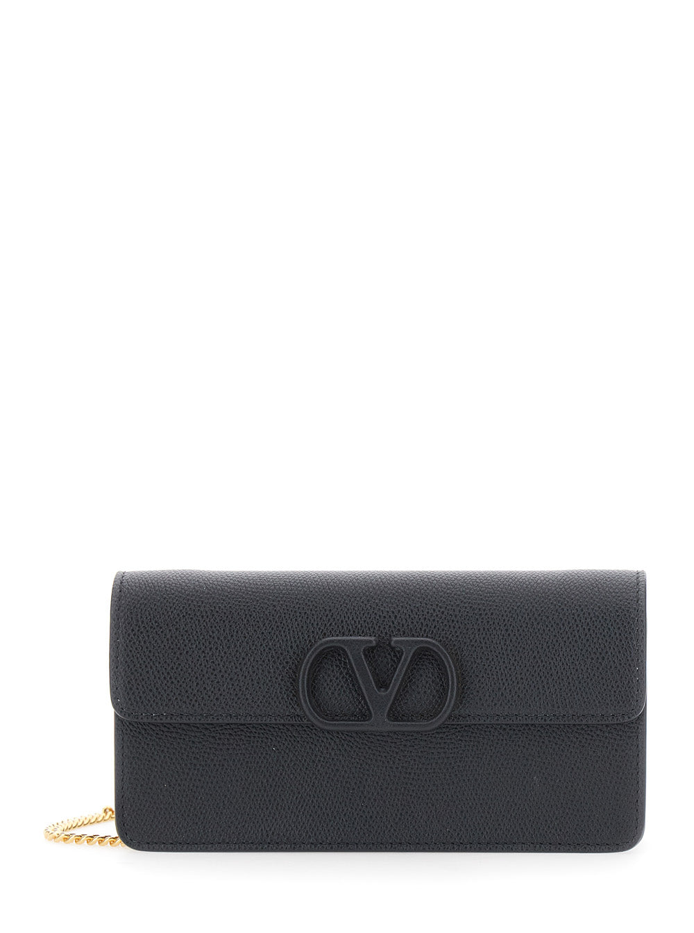 Valentino Garavani Women Wallet W/Strap | Vlogo Signature | Vit.Soft Grain/A.Brass Leather Logo VALENTINO GARAVANI