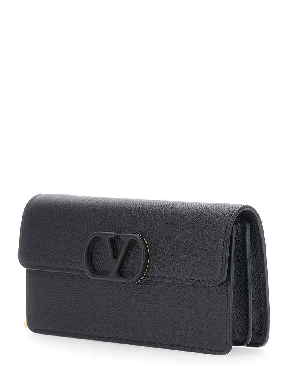 Valentino Garavani Women Wallet W/Strap | Vlogo Signature | Vit.Soft Grain/A.Brass Leather Logo VALENTINO GARAVANI