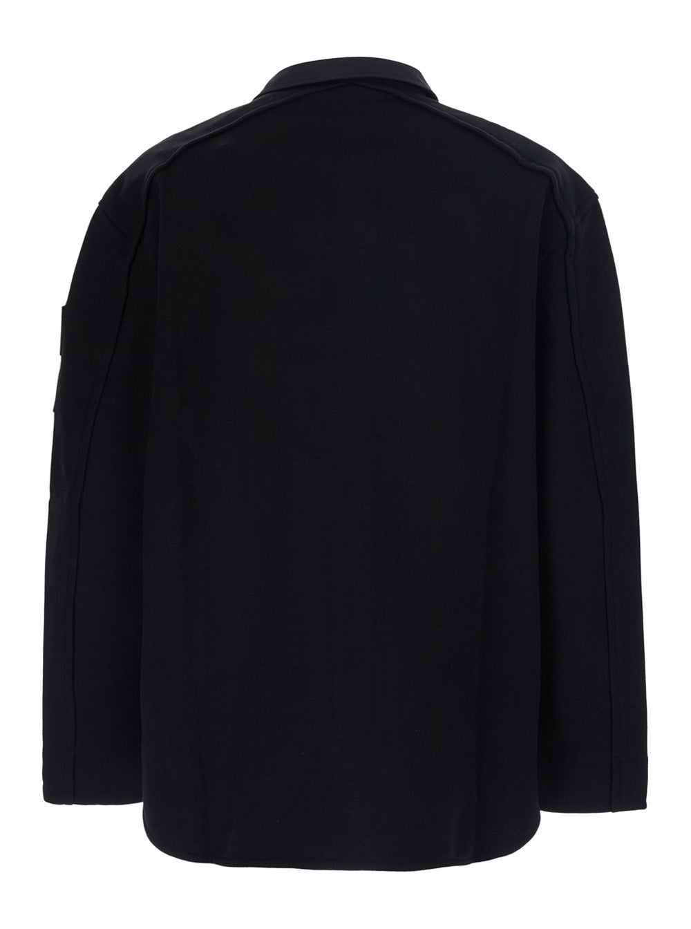 Bottega Veneta Men Black Sweatshirt With Polo Collar And Patch With Intreccio On The Sleeve In Cotton For Men BOTTEGA VENETA