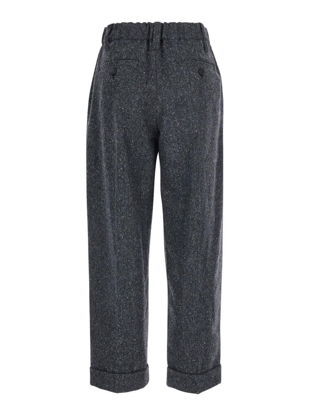 Brunello Cucinelli Women Pants 'Pants Donegal' Gray With Welt Pockets And Blend Waistband BRUNELLO CUCINELLI