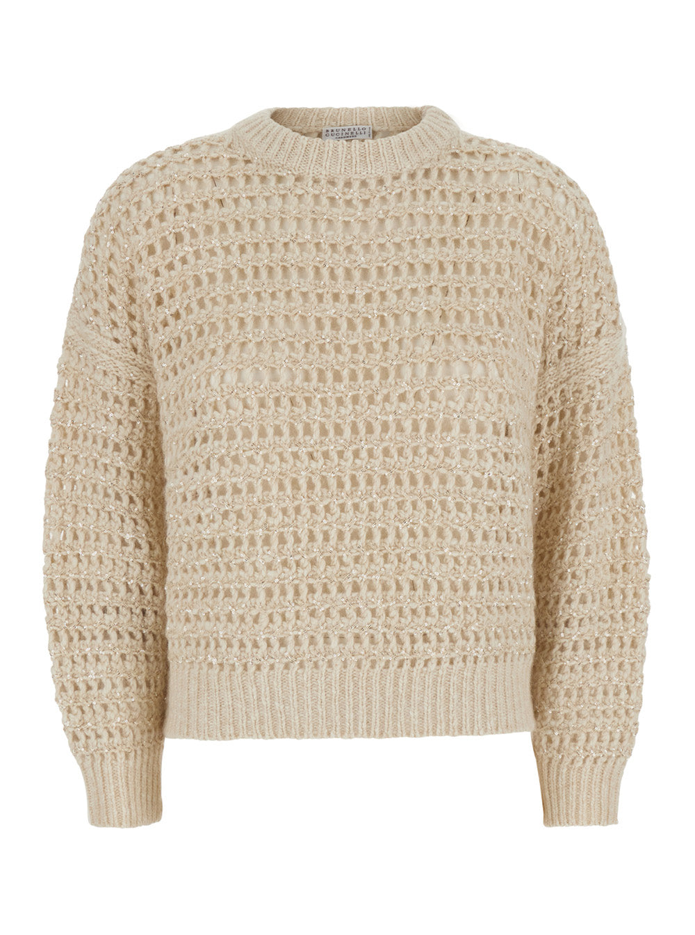 Brunello Cucinelli Women Knit Round Neck - Sweater With Round Neck And Long Sleeves In White For Women BRUNELLO CUCINELLI