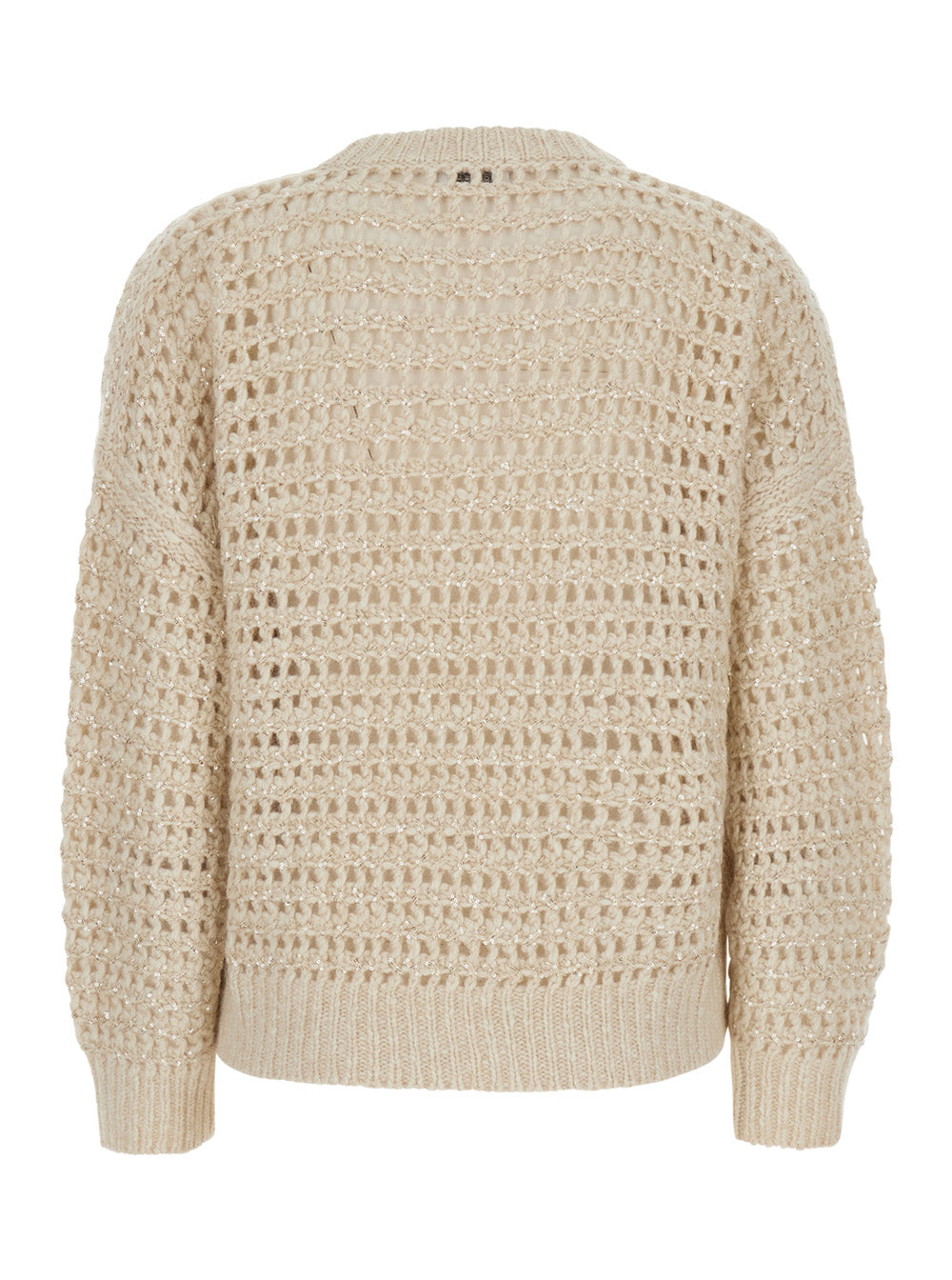 Brunello Cucinelli Women Knit Round Neck - Sweater With Round Neck And Long Sleeves In White For Women BRUNELLO CUCINELLI