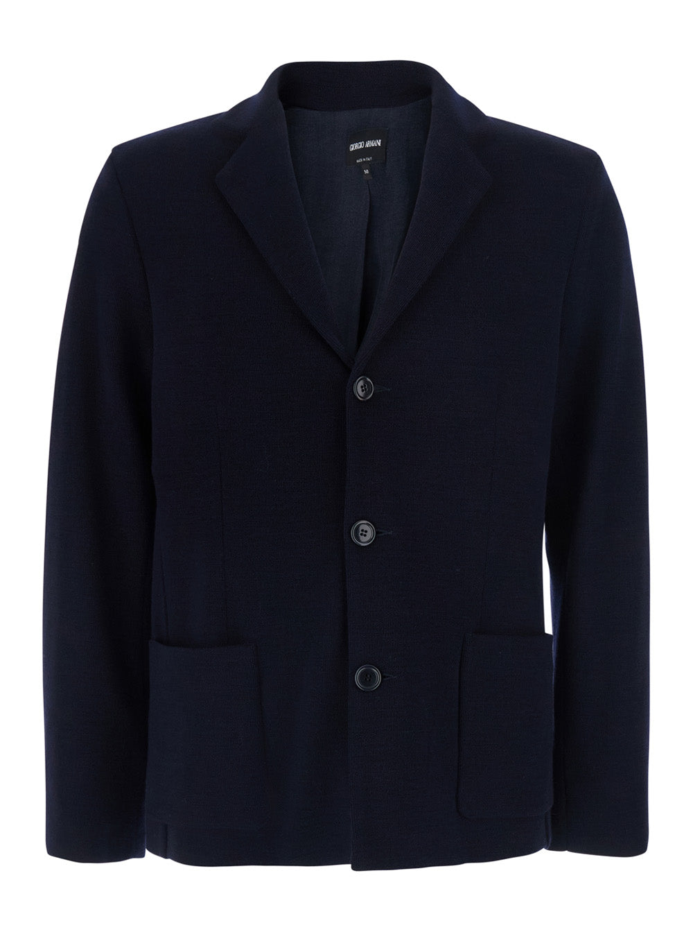 Giorgio Armani Men Wool Knit Jacket With V-Neck And Long Sleeves Blue Men GIORGIO ARMANI