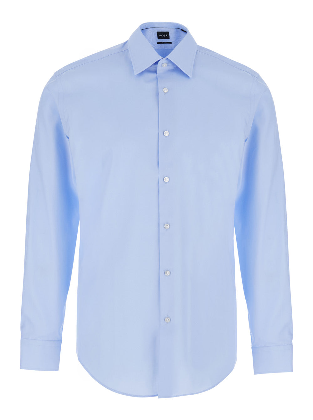 Boss Men 'Hank' Light Blue Shirt With Classic Collar And Curved Hem In Cotton For Men BOSS