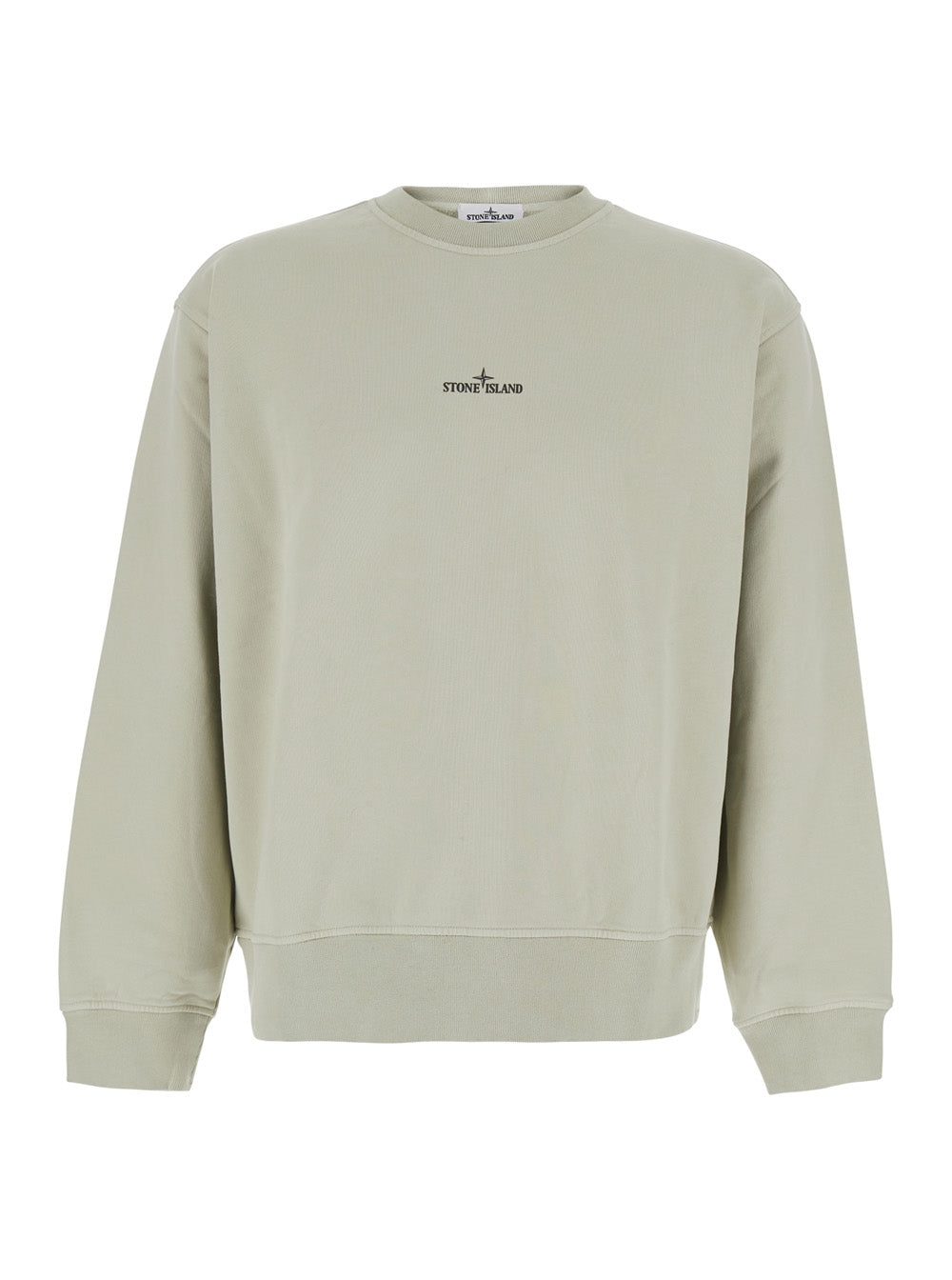 Stone Island Men Crewneck Sweatshirt With Long Sleeves In Beige Organic Cotton Unisex STONE ISLAND