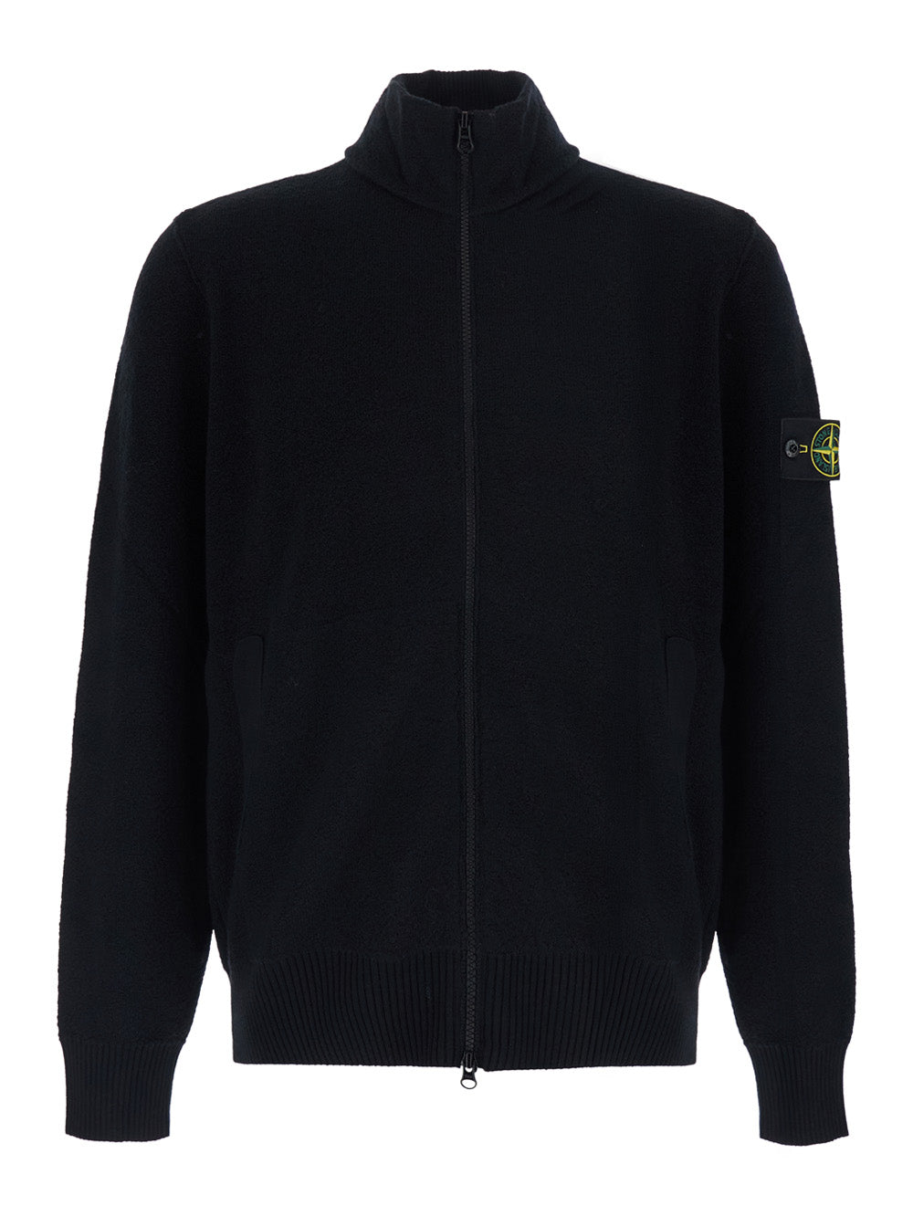 Stone Island Men Boucley Sweater With Crew Neck And Long Sleeves In Black Tech Fabric For Men STONE ISLAND